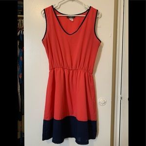 Pink dress with navy border